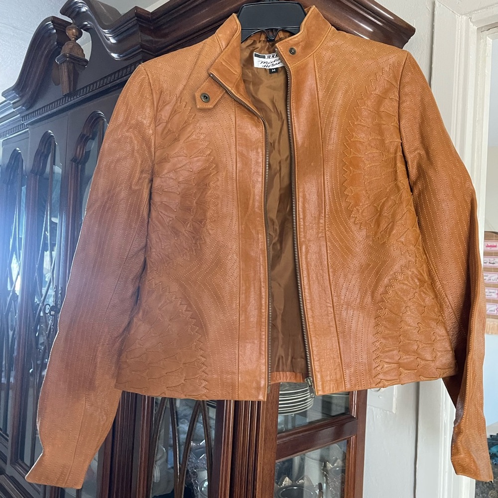Women's Orange Leather Jacket